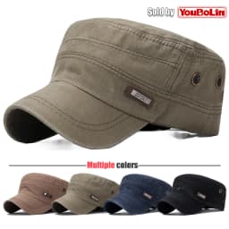 Cotton Perforated Breathable Military Academy Cadet Flat Cap Sun Hat Trucker Caps Dad Hats