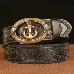 Genuine Leather Belts Men's Belt, Personalized Punk Fashion, Carved High-End Fashion Luxury Brand Belts for Women