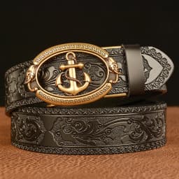 Genuine Leather Belts Men's Belt, Personalized Punk Fashion, Carved High-End Fashion Luxury Brand Belts for Women