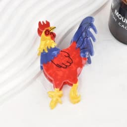 1pc cartoon color rooster clip made of acetic acid material; cute shark clip for ponytail; daily headwear accessory