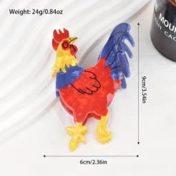 1pc cartoon color rooster clip made of acetic acid material; cute shark clip for ponytail; daily headwear accessory