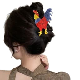 1pc cartoon color rooster clip made of acetic acid material; cute shark clip for ponytail; daily headwear accessory