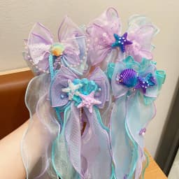 Mermaid headwear, children's princess bow, hairpin, girls' floating yarn, braided hair clip, mermaid maiden hair accessory