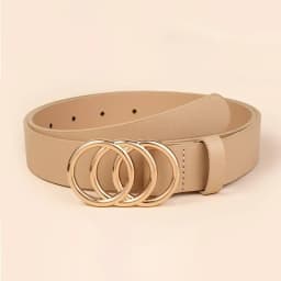 3Pcs/set Golden Triple Ring Buckle Belts Simple Solid Color PU Leather Belt Jeans Pants Belt Dress Coat Girdle For Women Belt