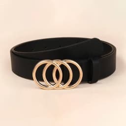 3Pcs/set Golden Triple Ring Buckle Belts Simple Solid Color PU Leather Belt Jeans Pants Belt Dress Coat Girdle For Women Belt