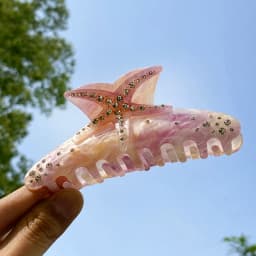 Creative Starfish Acetate Rhinestone Hair Claw Claw for Women Fashion Gradient Color Ponytail Hairpin Hair Accessories Tool