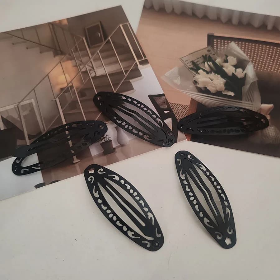 5PC Cute Retro Black BB Hairpins Hollow Hair Clips Simple Classical Design for Girls Hair Accessories Party Holiday O