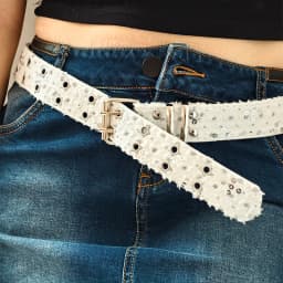 Punk Star Eyelet Denim Fabric Belts For Women High-end Luxury Brand Unisex Jeans Retro Gothic Belt Blue Waistband Y2K Pink Belt