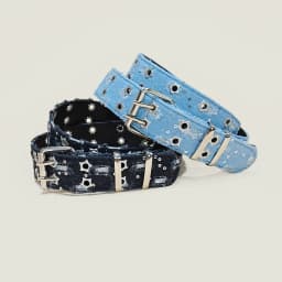 Punk Star Eyelet Denim Fabric Belts For Women High-end Luxury Brand Unisex Jeans Retro Gothic Belt Blue Waistband Y2K Pink Belt