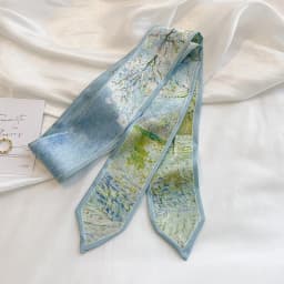 Diaphanous Fashion Headband Exquisite Thin Streamer Bag Strap Spring and Summer Oil Painting Style Small Ribbon Long Scarf Belt