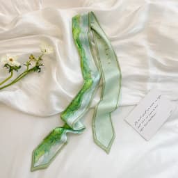 Diaphanous Fashion Headband Exquisite Thin Streamer Bag Strap Spring and Summer Oil Painting Style Small Ribbon Long Scarf Belt