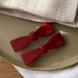 Temperament wine red~Korean FRANCE small bow spring clip French bangs clip edge clip hair accessory headpiece