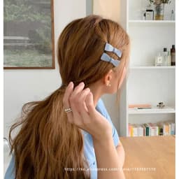 Temperament wine red~Korean FRANCE small bow spring clip French bangs clip edge clip hair accessory headpiece