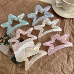 1pc transparent starry colorful PVC hollow hair grab large size hair clip grab clip shark clip.