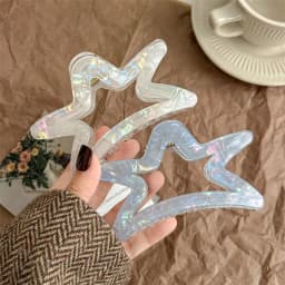 1pc transparent starry colorful PVC hollow hair grab large size hair clip grab clip shark clip.