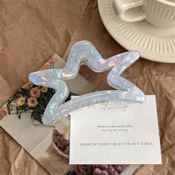 1pc transparent starry colorful PVC hollow hair grab large size hair clip grab clip shark clip.