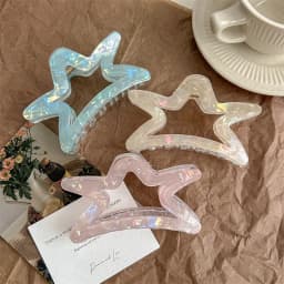 1pc transparent starry colorful PVC hollow hair grab large size hair clip grab clip shark clip.