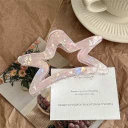 1pc transparent starry colorful PVC hollow hair grab large size hair clip grab clip shark clip.