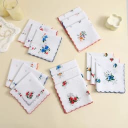 12 Packs of Women's Pure Cotton Printed Handkerchiefs, Pure Cotton Handkerchiefs, Wedding Bride Souvenirs, Flap Pocket Pants Sca
