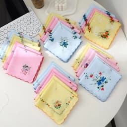 12 Packs of Women's Pure Cotton Printed Handkerchiefs, Pure Cotton Handkerchiefs, Wedding Bride Souvenirs, Flap Pocket Pants Sca