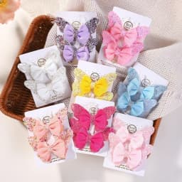 RAINBOW BOWS 3.15'' Glitter Butterfly Hair Clips for Women Girls Hairpins Children Cute Barrettes Kids Head Accessories 2Pcs/lot