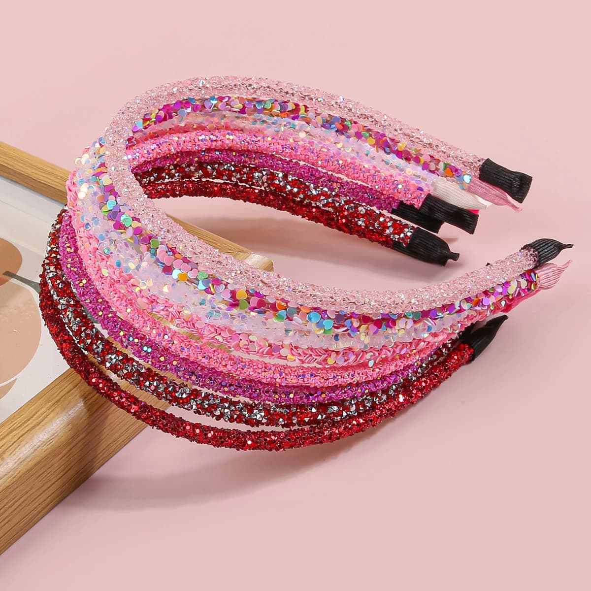 8pcs Valentine's Day Headbands for Girls Love Pink Red Hairband Glitter Headbands Headwear Girls Kids Party Hair Accessories