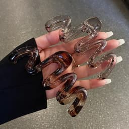 Women's Wavy High Glossy Amber Brown 11cm/4.33in Large Lightweight Plastic Hair Clip Elegant Minimalistic Hair Accessories