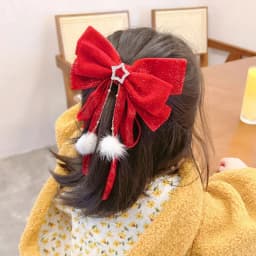1PC Red Golden Bow Hair Clip For Women Girls Ornament Christmas New Year Hair Clips Hair Accessories