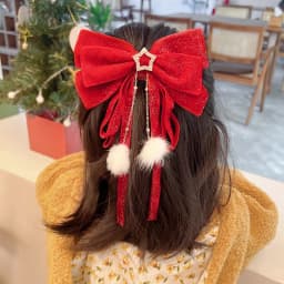 1PC Red Golden Bow Hair Clip For Women Girls Ornament Christmas New Year Hair Clips Hair Accessories