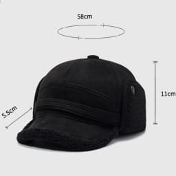 FS Vintage Black Brown Winter Baseball Cap For Men Thick Plush Bomber Hats Outdoor Windproof Women Earflap Hat Bone Masculino