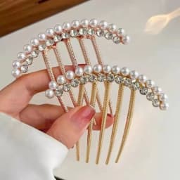 Pearl Water Diamond Metal Pan Hair Insert Comb Ball Head Party Pan Hair Comb Hairpin Wedding Holiday Gift Hair Accessory
