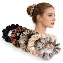 8pcs Elegant and Simple Brown Scrunchie High-Low Ponytail Bun Hair Accessory