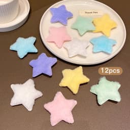 12 random plush star hair clips in different colors, sweet and stylish colored hair accessories suitable for daily use