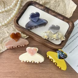 1pc Korean Acetate Grab Clip French Elegant Love Half-Tie Hairpin, High-Quality Temperament Bangs Clip Headwear