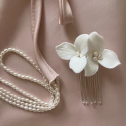 Ceramic Flower Side Hair Comb With Pearls Luxurious Headpiece Wedding Hair Accessories For Women Bridal Marriage Hair Jewelry
