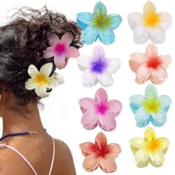 2025 New Hawaiian Gradient Hair Clips Women Flower Hair Claws Shark Hairpins Vacation Beach Style Hairpins Hair Accessories