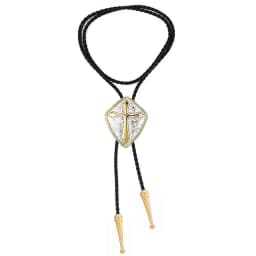 Wholesale of New Fashionable Men's Geometric Shield Cross Leather Rope Pollo Ties As Gifts