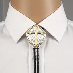 Wholesale of New Fashionable Men's Geometric Shield Cross Leather Rope Pollo Ties As Gifts