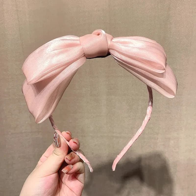 Spring/Summer Girl Bow Bezel Headband Solid Color Hair Band Diademas Para El Pelo Mujer Ободок Mujer 리본머리띠 Headbands for Women
