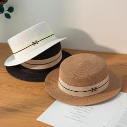 New Letters Embroidered Women Straw Hats Panama Wide Brim Jazz Hat Summer Hat Ladies Sun Hat Simple Flat Top Hat