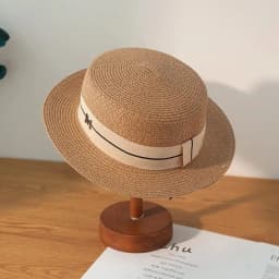 New Letters Embroidered Women Straw Hats Panama Wide Brim Jazz Hat Summer Hat Ladies Sun Hat Simple Flat Top Hat