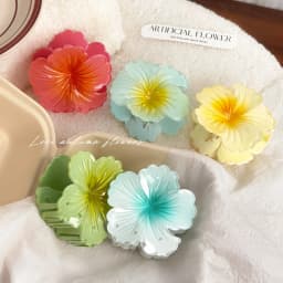 Hawaiian Gradient Hair Clips Flower Hair Claws Women Medium Size Fashion Headwear Hairpin Crab Barrette Hair Accessories