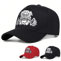 Unisex Bulldog Dumbbells Embroidery Baseball Caps Spring Autumn Outdoor Adjustable Casual Hats Sunscreen Hat Sports Cap