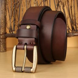 5mm Thicked Leather Men Belt Vintage Roller Pin Buckle Belt Male Cowhide Genuine Leather Buckle Strap Cowboy Jeans Belt 1.5 Inch