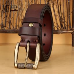 5mm Thicked Leather Men Belt Vintage Roller Pin Buckle Belt Male Cowhide Genuine Leather Buckle Strap Cowboy Jeans Belt 1.5 Inch