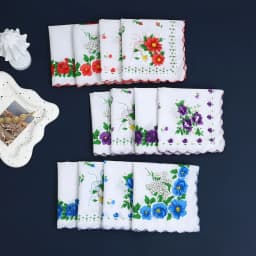 12 Packs of Women's Pure Cotton Printed Handkerchiefs, Pure Cotton Handkerchiefs, Wedding Bride Souvenirs, Flap Pocket Pants Scarf