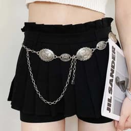 1 Piece Set of Waist Chain Accessories for Women's Retro Bohemian Ethnic Style High-end Silver Metal Chain Belt with Skirt Belt