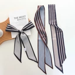 2025 New Striped Small Silk Scarf Women's Spring and Summer All-Match Decorative High-Grade Ribbon Hair Band Hair Tie Headband