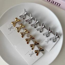 4pcs/Set Golden Silver Color Bow Mini Hairpins for Women Sweet Cool Girl Bangs Barrettes Duckbill Side Clip Hair Accessories