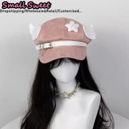 Y2K Girl Harajuku Gothic Lolita Beret Hat Women Angel Wing Hat Cartoon Baseball Cap Anime Cosplay Costumes Accessories Gifts